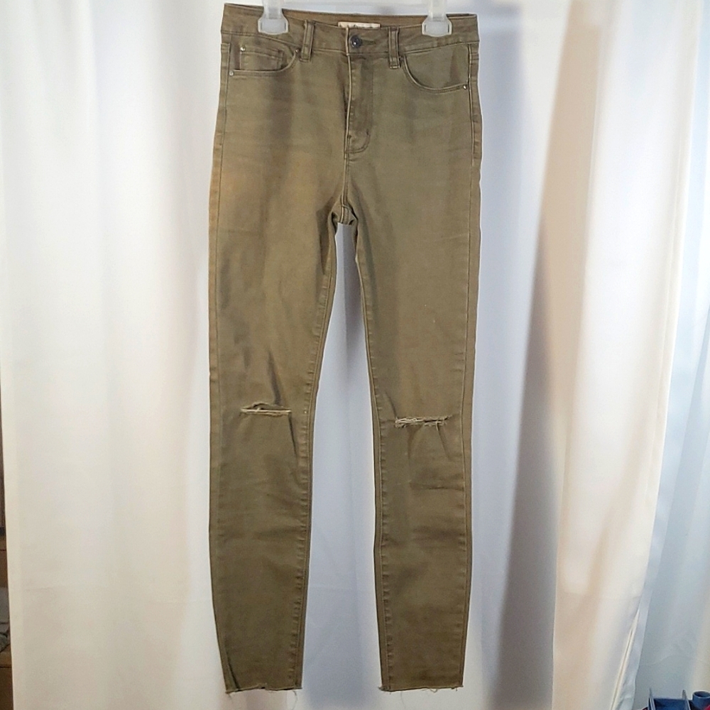 Dex Knee-slit Skinny Jeans , Khaki | 26